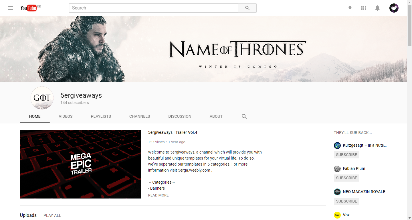 Game of Thrones Banner Example