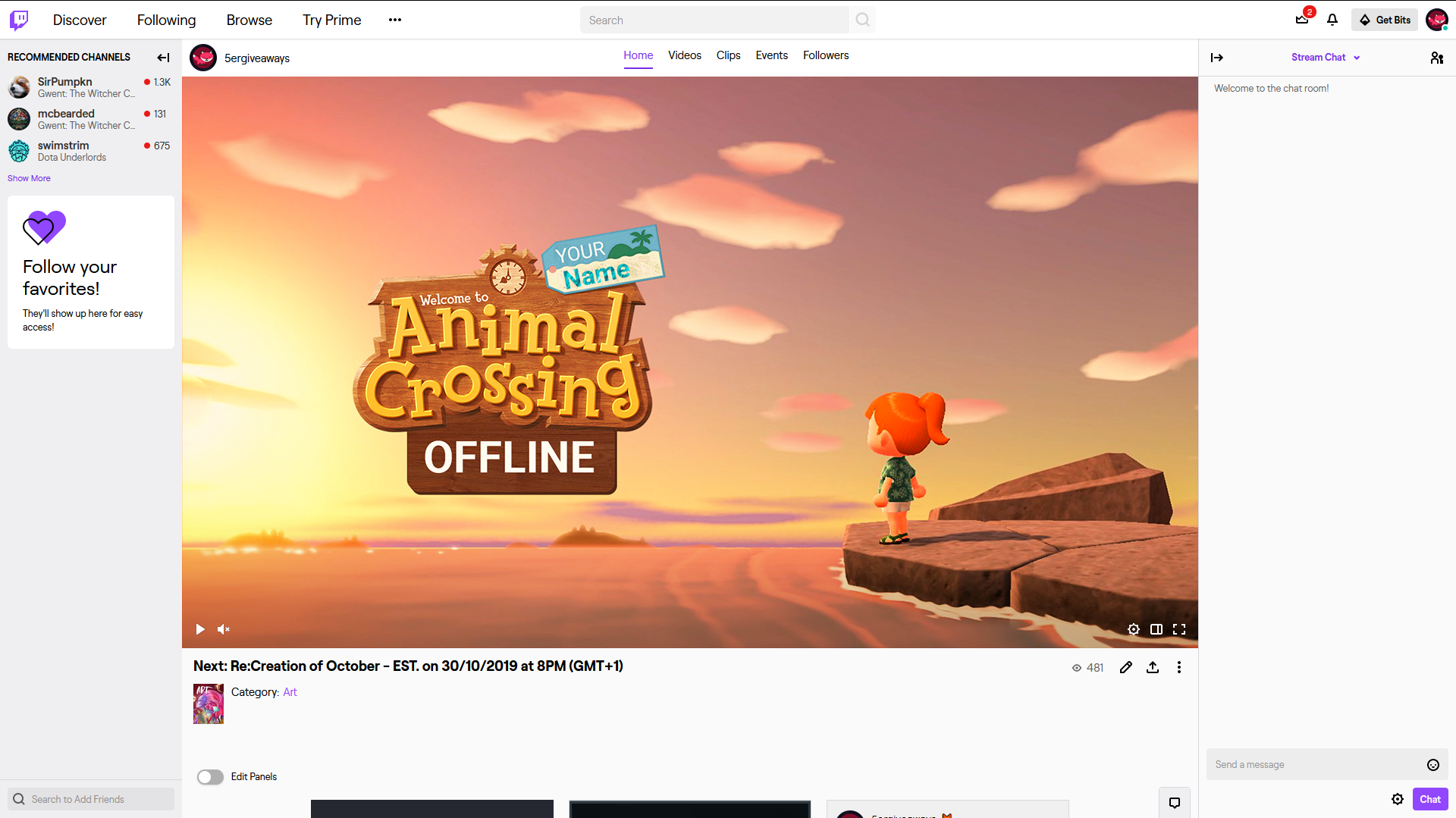 Animal Crossing Twitch Example