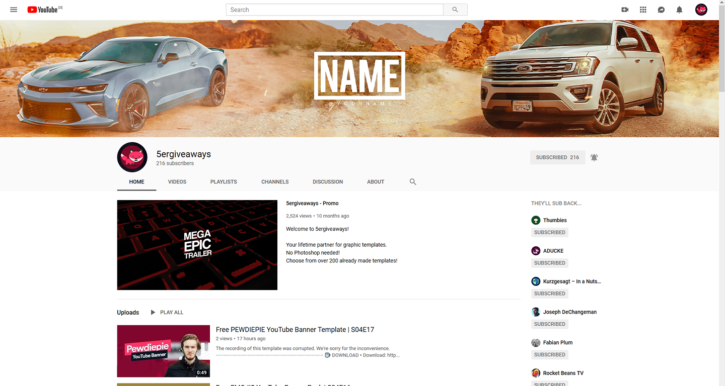 Super Cars Banner Example