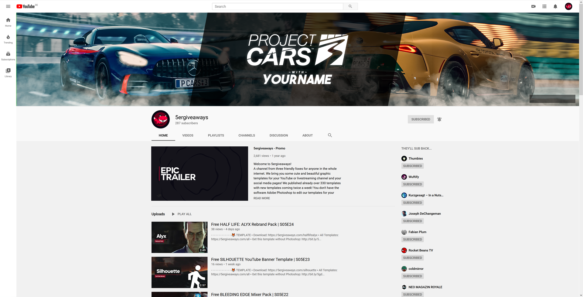 Project Cars 3 Banner Example
