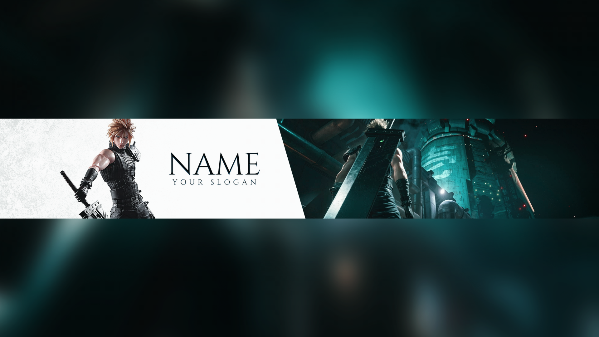 Free FFVII Cloud YouTube Banner Template | 5ergiveaways