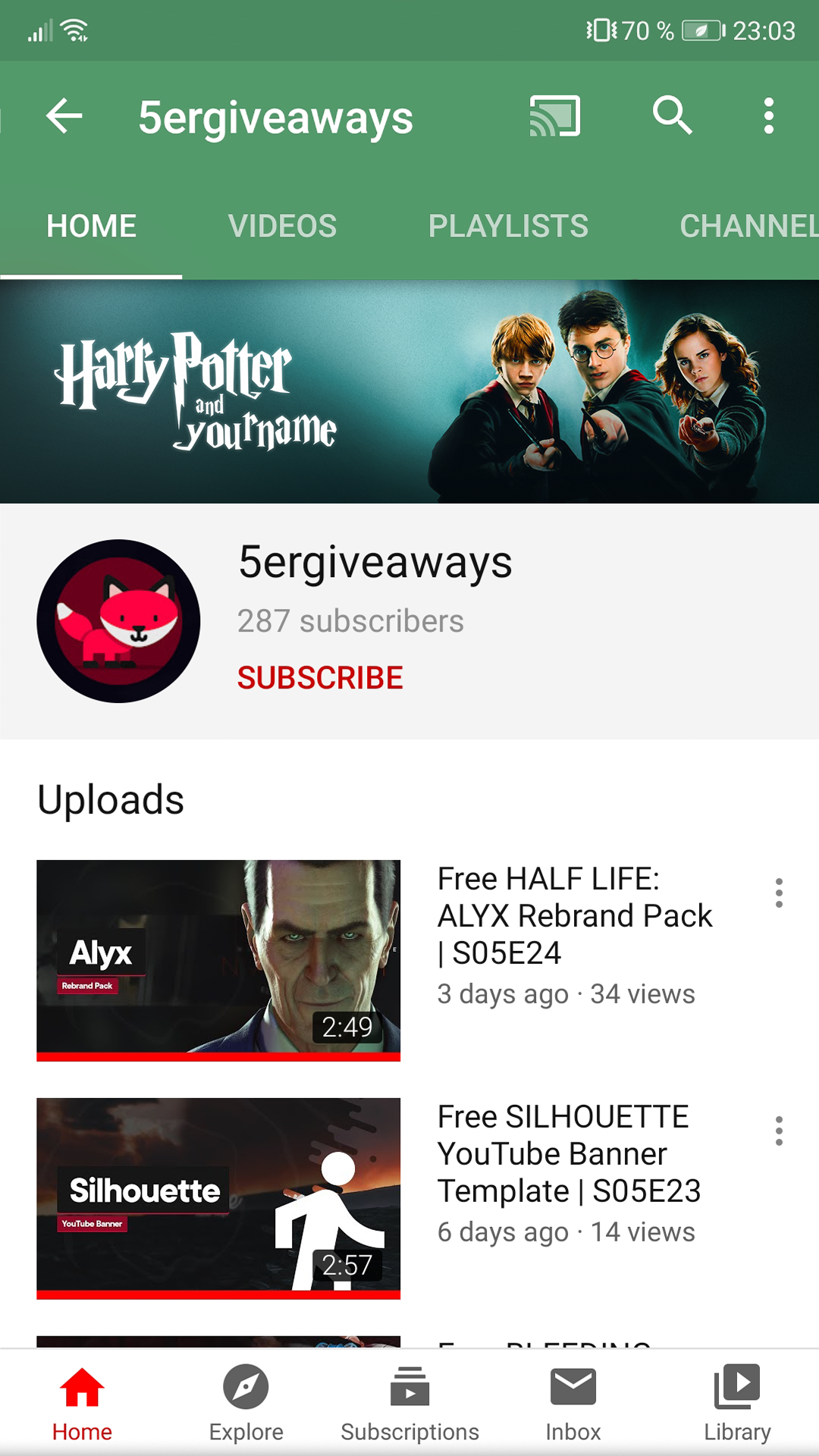 Harry Potter Banner Example Mobile