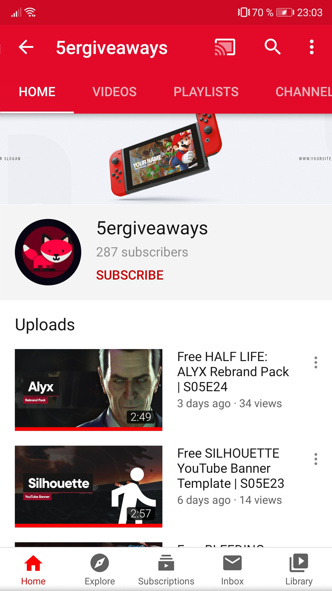 Nintendo Switch Banner Example Mobile