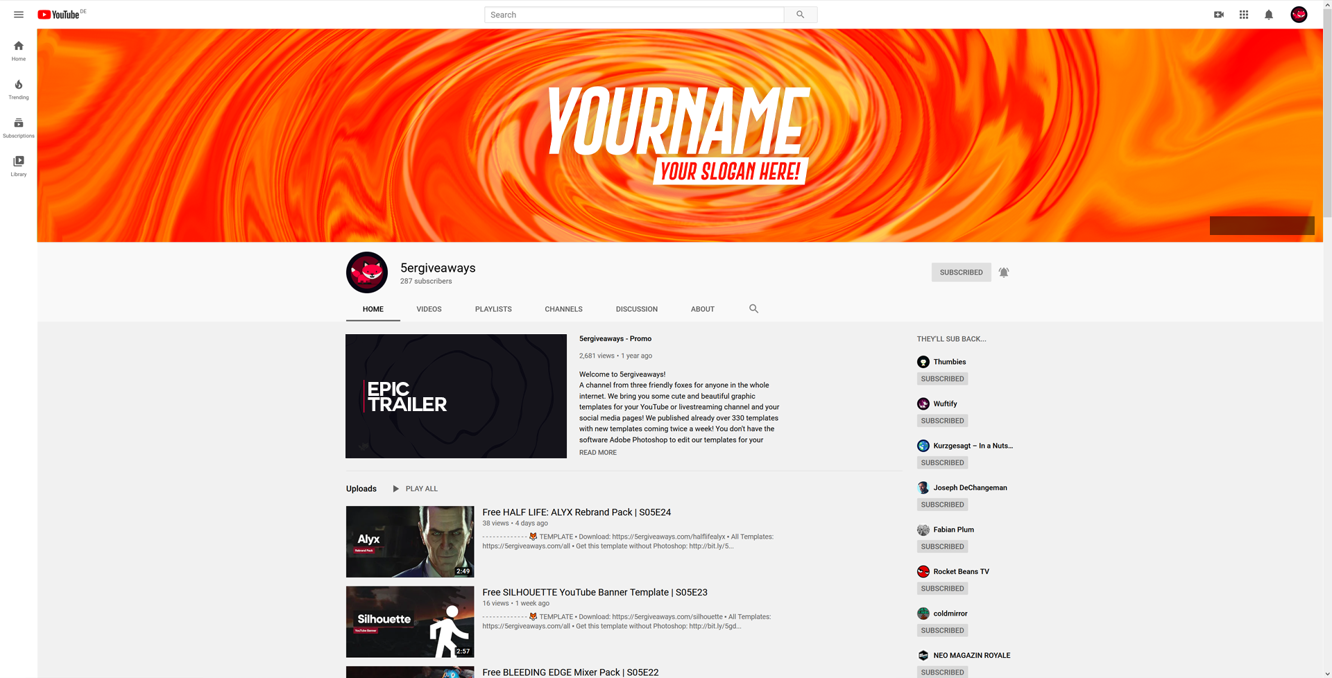 Twirl YouTube Banner Example