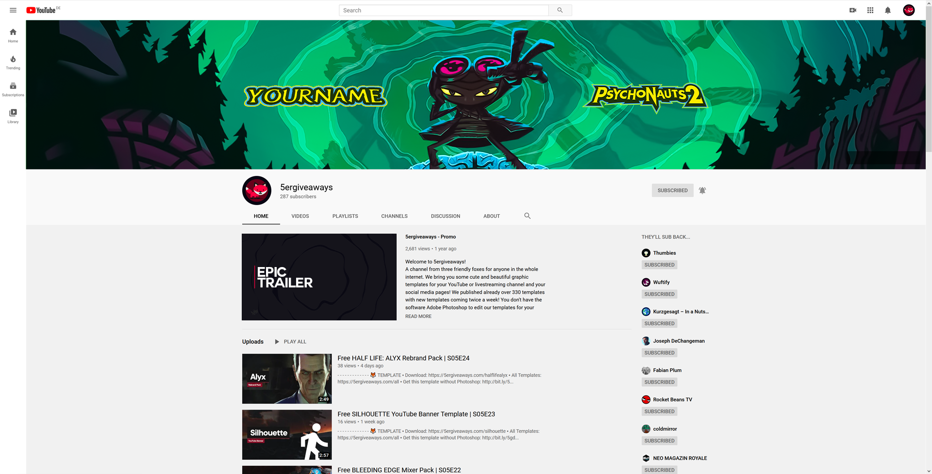 Psychonauts 2 YouTube Banner Example