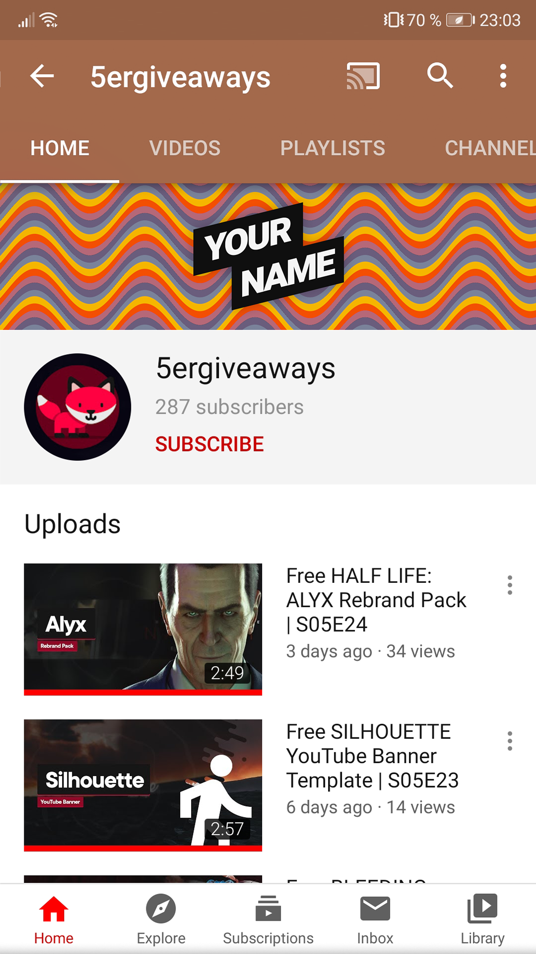 Sine YouTube Banner Example Mobile