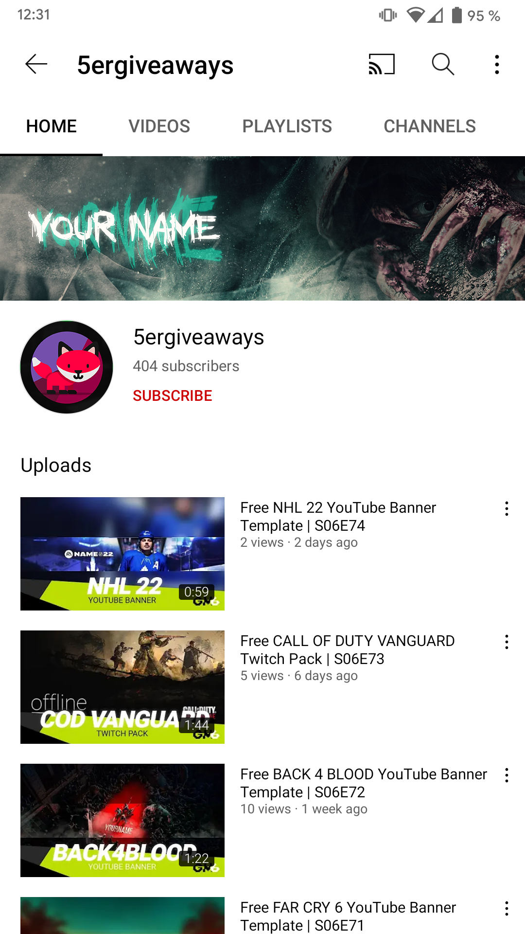 Zombie YouTube Banner Example Mobile