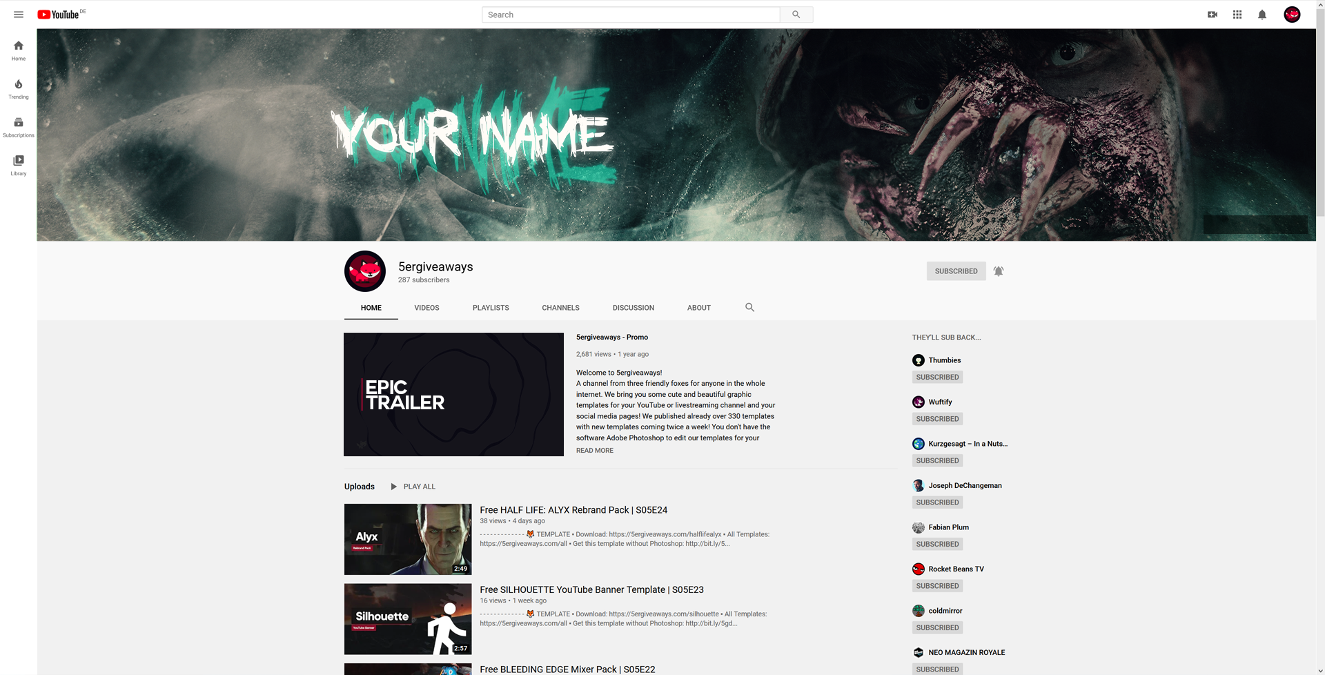 Zombie YouTube Banner Example