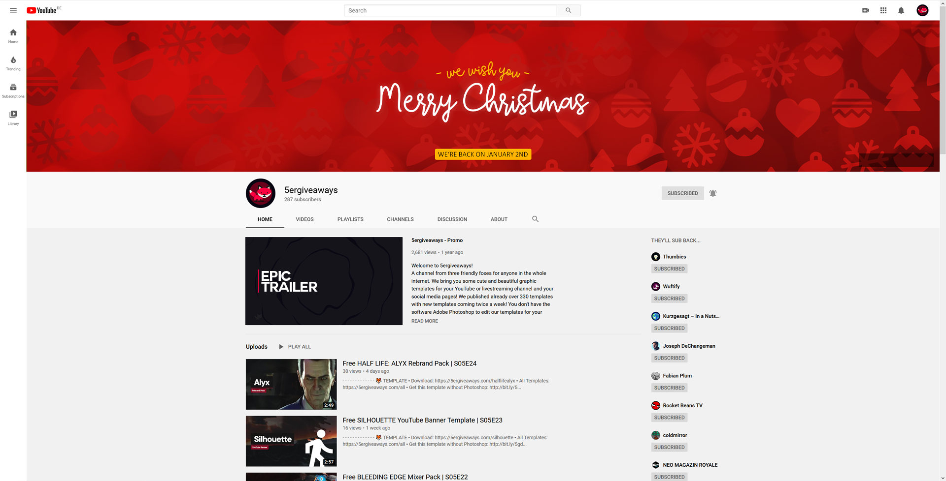 Christmas II YouTube Banner Example