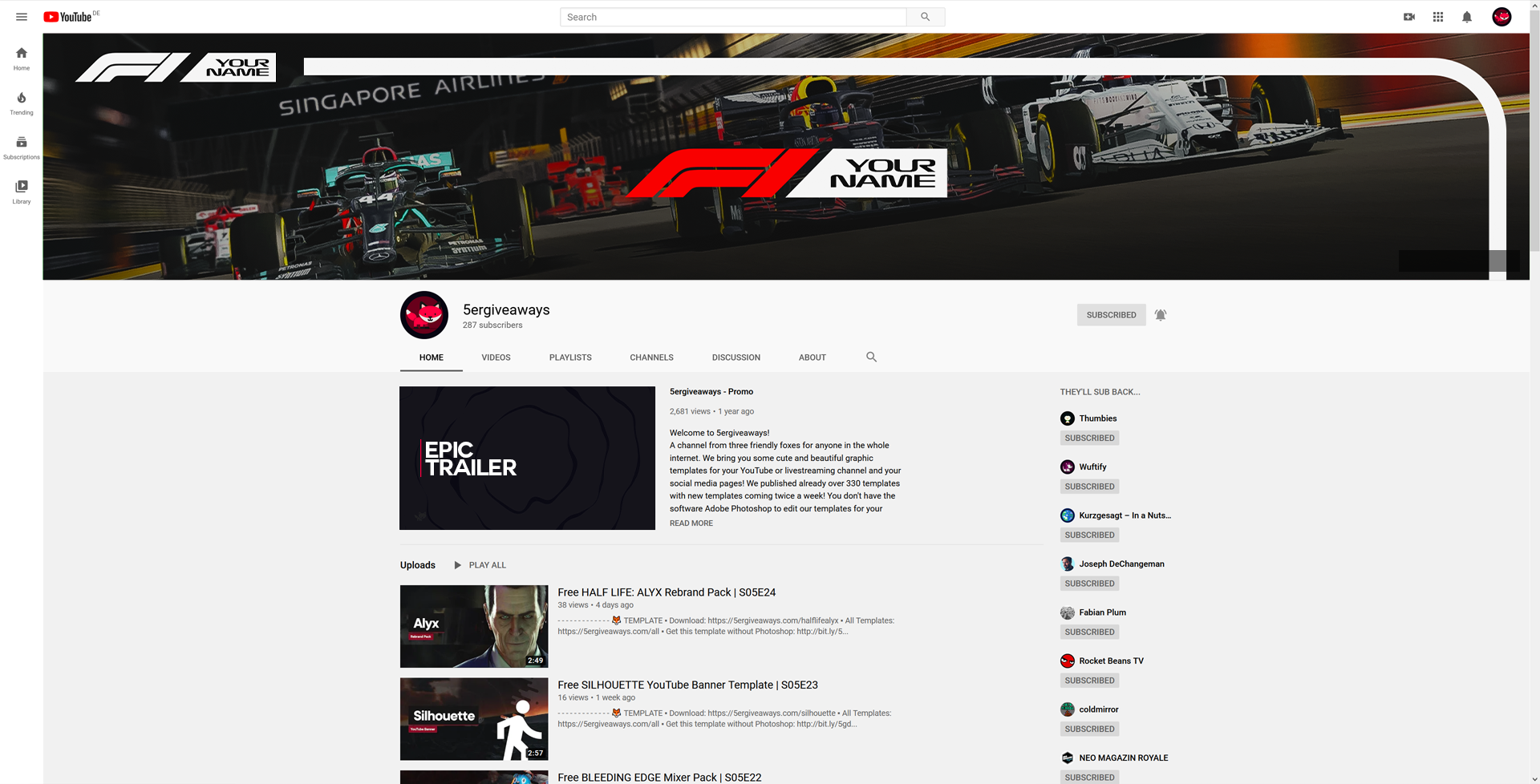 F1 Mobile Racing YouTube Banner Example
