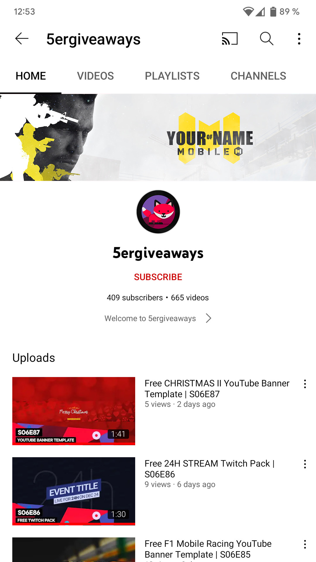 COD Mobile YouTube Banner Example Mobile