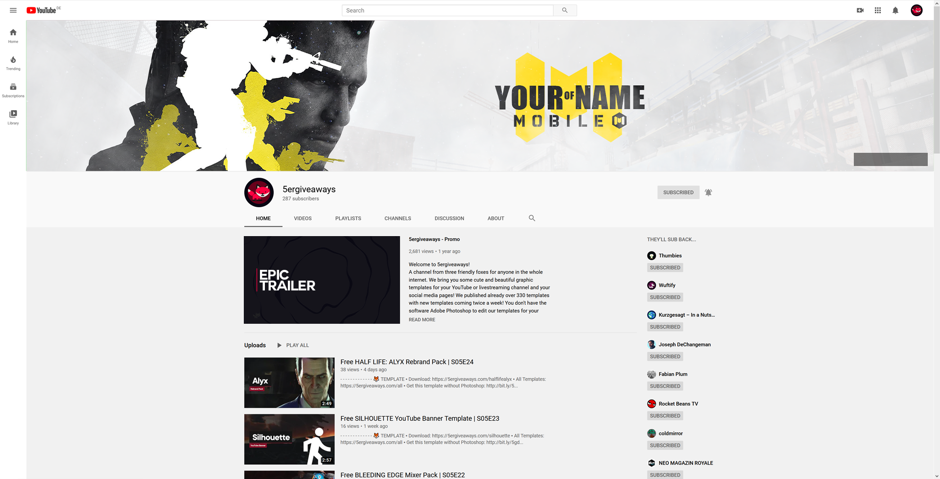 COD Mobile YouTube Banner Example
